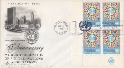 United Nations FDC WFUNA block - Artcraft cachet ZAYIX 031823SM102