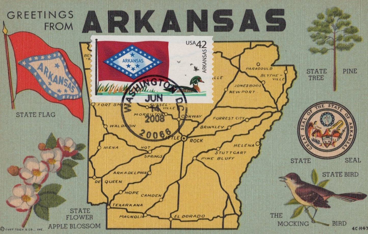 US First Day Cover FDC Maxi Card Arkansas Statehood Flags Birds ZAYIX 0924M0277