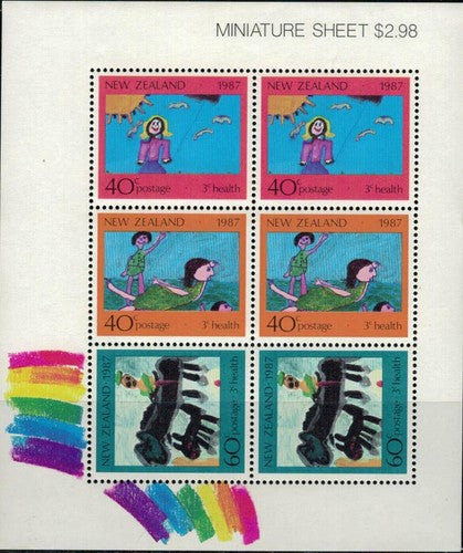 New Zealand B129a MNH Children's Art Drawings mini-sheet Zayix Stamps 0225M0019M