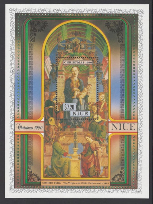 Niue 563 MNH Virgin & Child Enthroned by Tura, Christmas Zayix Stamps 0225M0022M