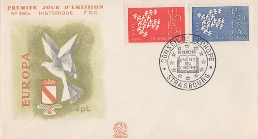 France 1005-1006 FDC N. 390A Historique Brids Europa CEPT ZAYIX 032323SM38