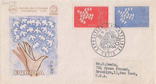 France 1005-1006 Historique FDC No. 390 birds Europa CEPT ZAYIX 032323SM42