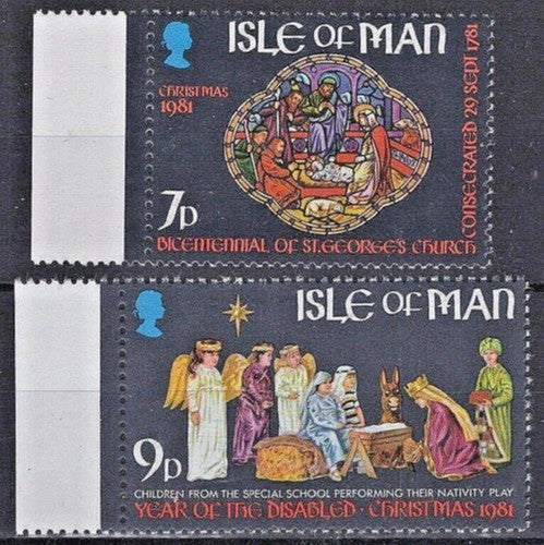 Isle of Man 205-206 MNH XMAS Stained Glass at St. George Nativity ZAYIX 041322SM41M