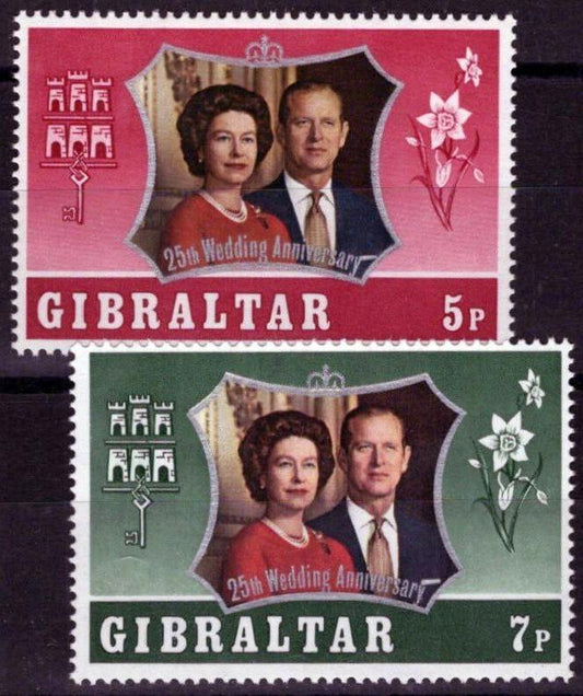Gibraltar 292-293 MNH Royalty Silver Wedding Queen Elizabeth II 042523S61M