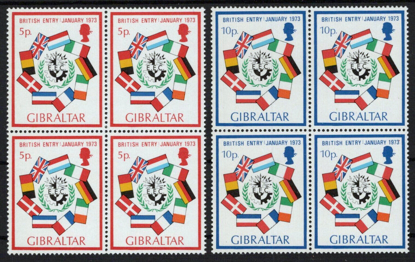 Gibraltar 294-295 MNH Block European Economic Community Flags 042523S65