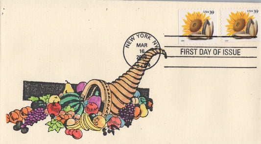 US 4005, 4010 Sunflower SMB Cachets Hand-colored FDC ZAYIX 031923SM132