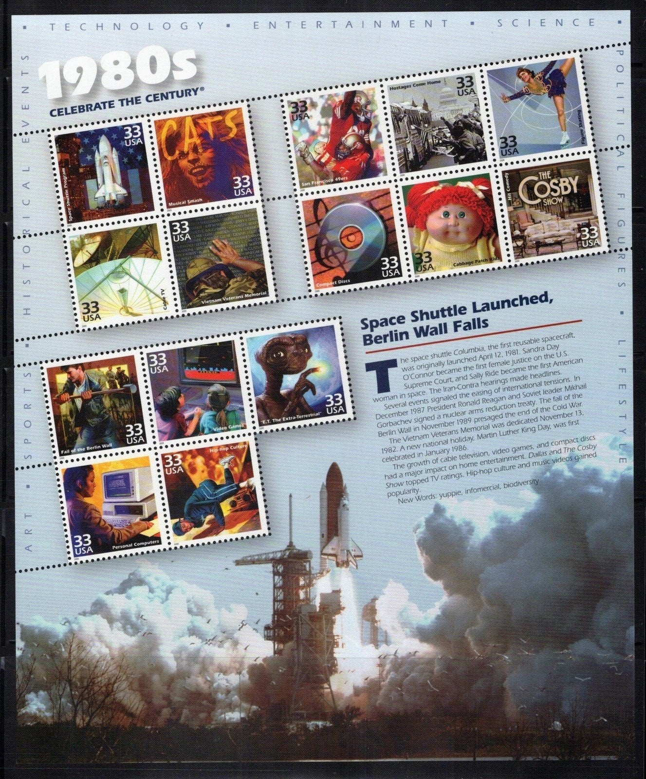 US 3182-3191 MNH Celebrate the Century Souvenir Sheets in Folio ZAYIX 0324L0134M