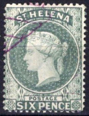 St. Helena 7 Used 6p Queen Victoria Watermarked Crown & CA ZAYIX 021823S158