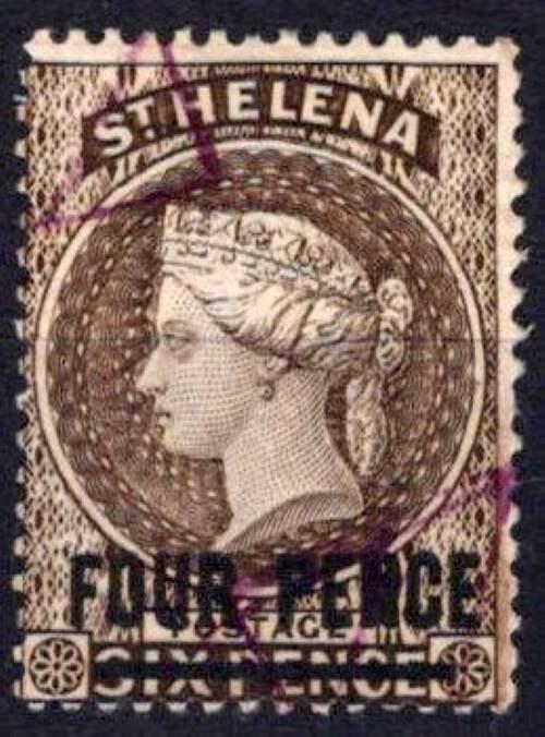 St. Helena 38 Used 1890 4p on 6p brown, perf 14 Victoria ZAYIX 021823S159