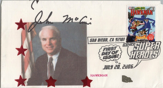 John McCain Autographed FDC US 4084 Hawkman DC Superhero ZAYIX 051122SM146