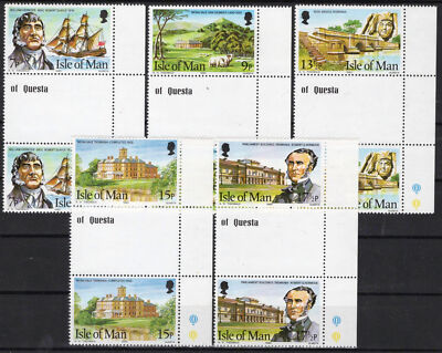Isle of Man 177-181 MNH Gutter Pairs Pioneers Ships Architecture ZAYIX 040423S36