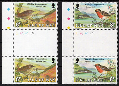 Isle of Man 182-183 MNH Gutter Pairs Birds Wildlife Christmas ZAYIX 040423S35
