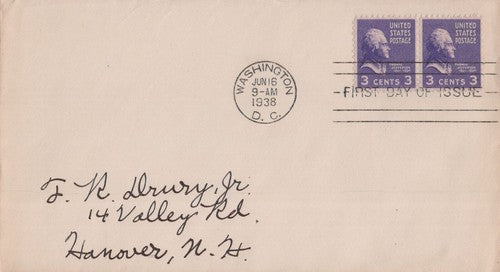 US 807 FDC Cover 3c Jefferson Prexie Pair ZAYIX 0324M0034