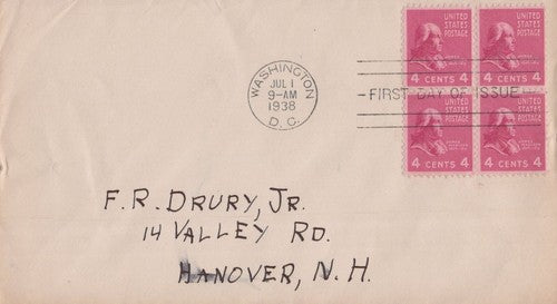 US 808 FDC Cover 4c Pres. James Madison Prexie Block ZAYIX 0324M0038