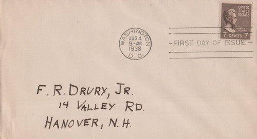 US 812 FDC Cover 7c Pres. Andrew Jackson Prexie Single ZAYIX 0324M0039