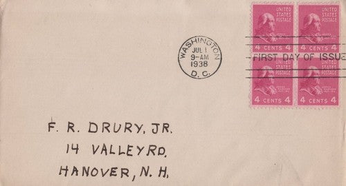 US 808 FDC Cover 4c Pres. James Madison Prexie Block ZAYIX 0324M0044