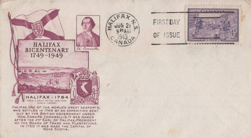 Canada 283 FDC Halifax Bicentenary 1749-1948 unknown maker ZAYIX 0324M0160