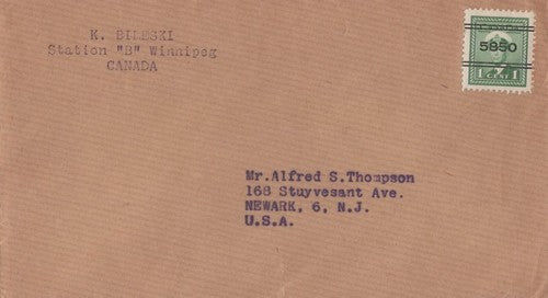 Canada Cover 1c George VI war issue precancel Station "B" Winnipeg ZAYIX 0324M0161