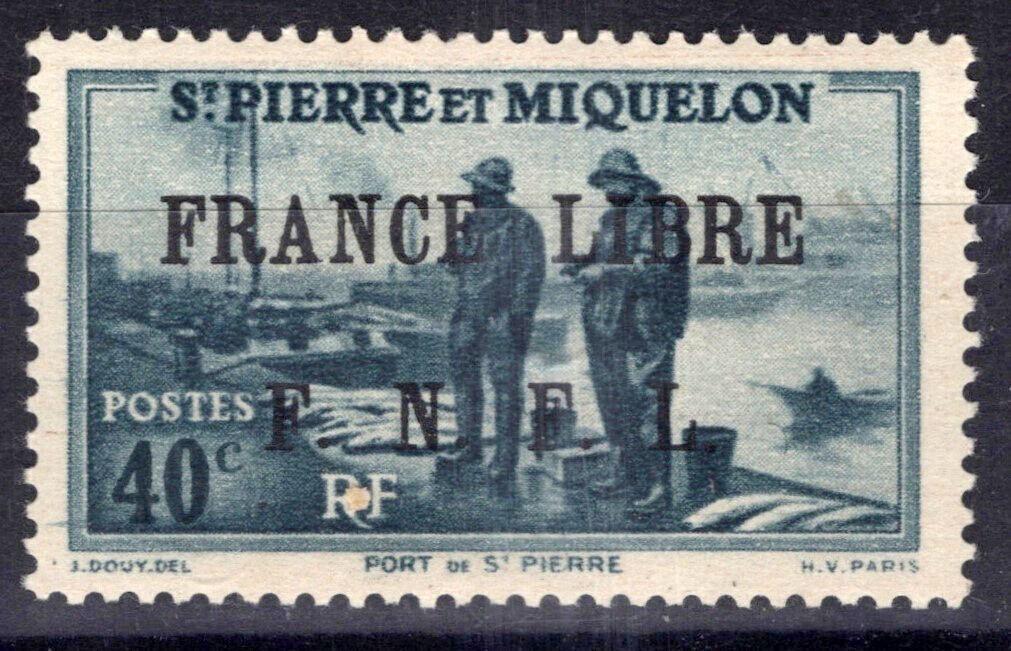 St. Pierre and Miquelon 231 MH 40c Fishermen overprinted ZAYIX 1223S0018