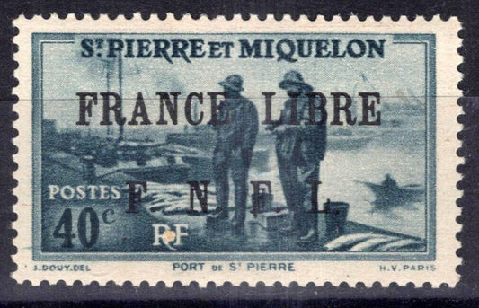 St. Pierre and Miquelon 231 MH 40c Fishermen overprinted ZAYIX 1223S0018