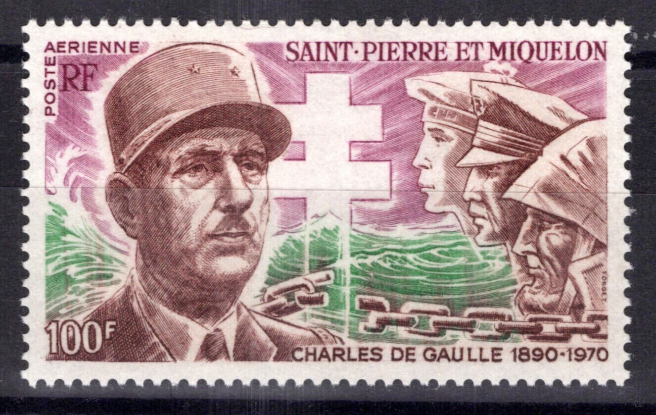 St. Pierre and Miquelon C50 MH Charles De Gaulle Air Mail Post ZAYIX 1223S0026