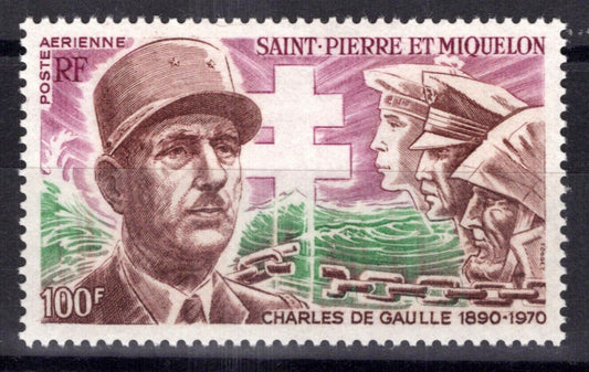 St. Pierre and Miquelon C50 MH Charles De Gaulle Air Mail Post ZAYIX 1223S0026