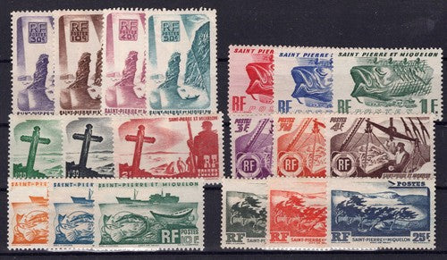 St. Pierre & Miquelon 324-342 MH (see condition) Fish Fishing ZAYIX 1223S0030