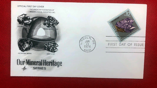 1974 US 1540Art Craft FDC Mineral Heritage Series Amethyst Gemstone ZAYIX 010522SM162