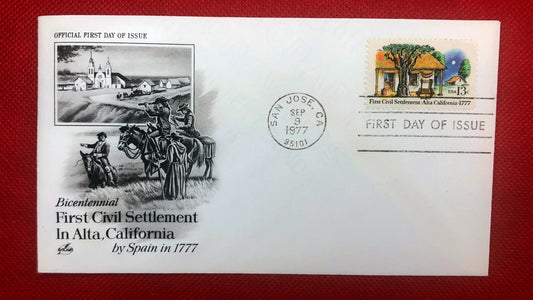 1977 US 1725 Art Craft FDC First Civil Settlement Alta, Calif. horses ZAYIX 010522SM148