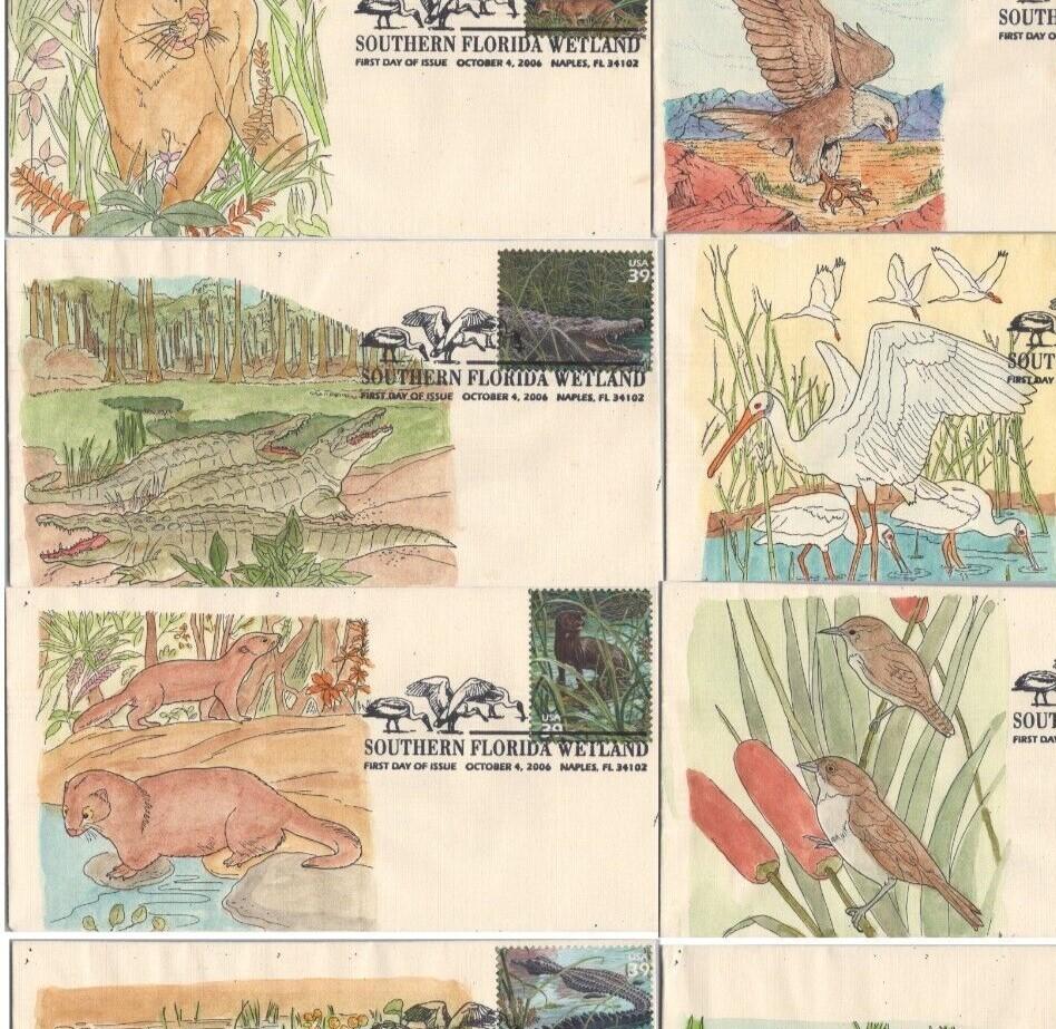US 4099 SMB Cachets 10 hand-colored FDC Florida Wetlands birds ZAYIX 120622SM23