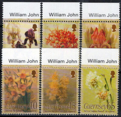 Guernsey 860-865 MNH Flowers Paintings Willian John Caparne ZAYIX 090823S15M