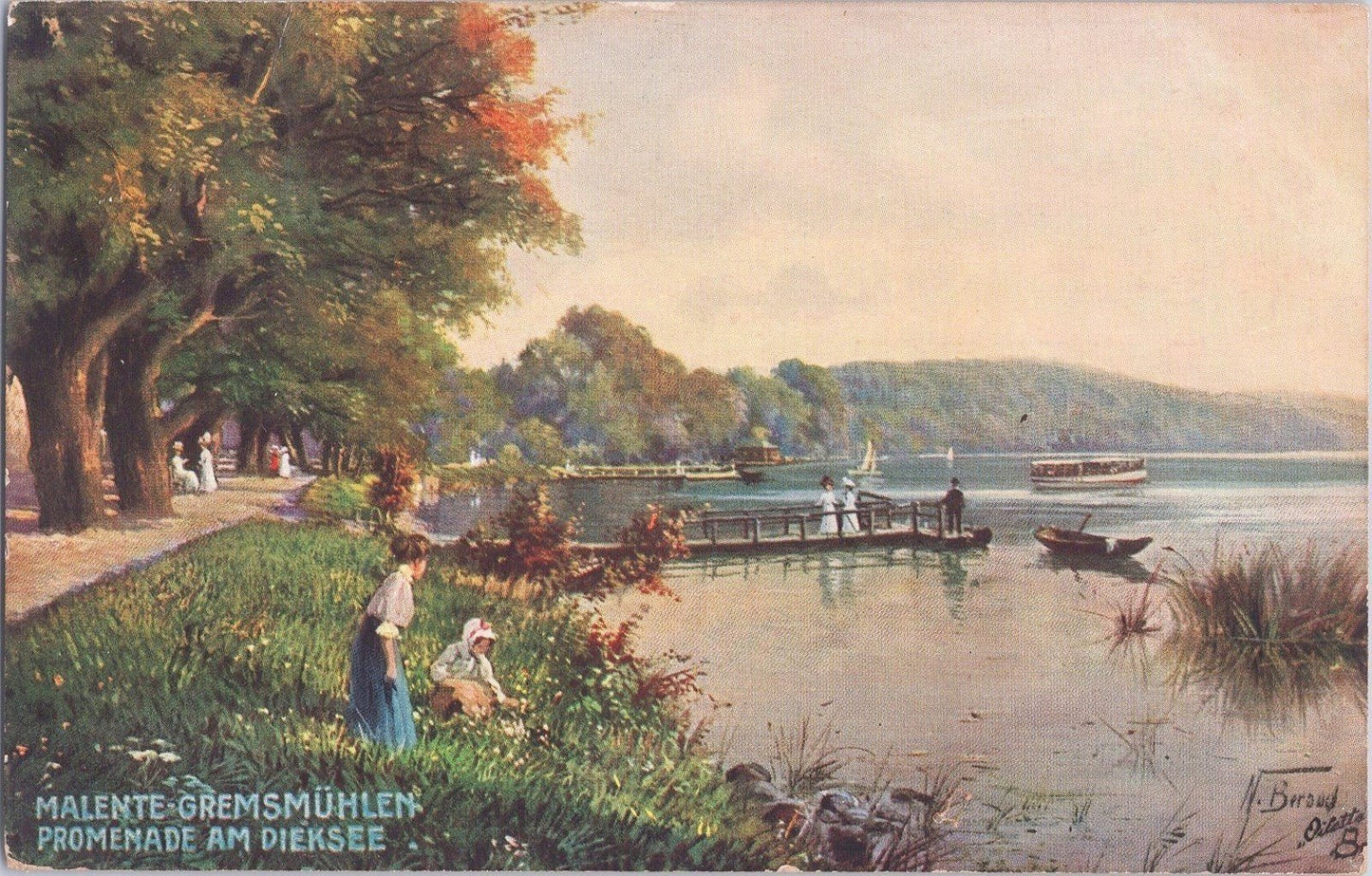 Lake Dieksee Raphael Tuck Oilette Series Artist Signed c1910 Zayix 060522SM136