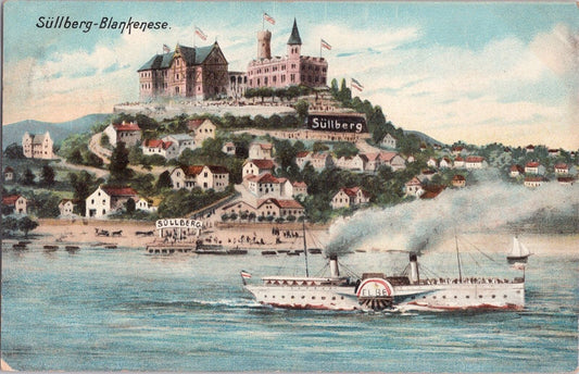 ZAYIX Steamboat and Süllberg Hill Castle Blankenese, Hamburg, Germany c1911