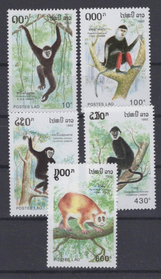 ZAYIX Laos 1098-1102 MNH Monkeys Animals Wildlife Apes 100323S56M