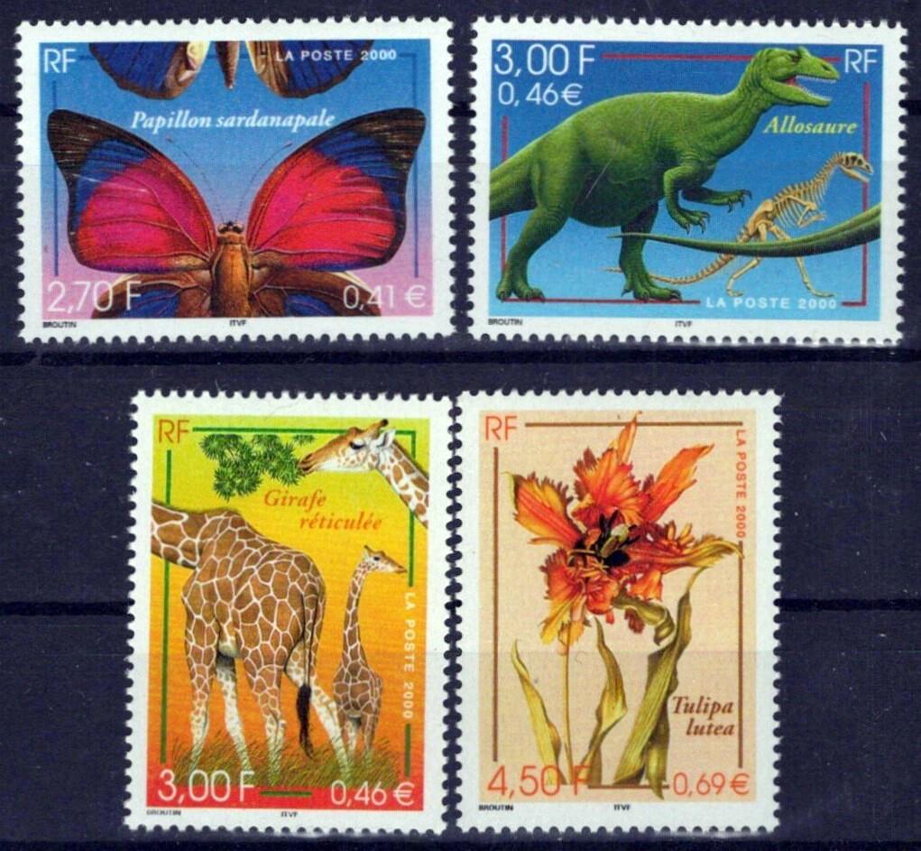 France 2776-2779 MNH Dinosaurs Flowers Animals ZAYIX 1024S0137M