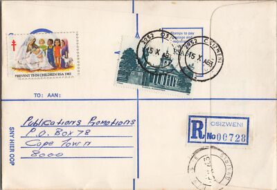 South Africa Registered Cover with Christmas Seals - Osizweni - Madonna ZAYIX