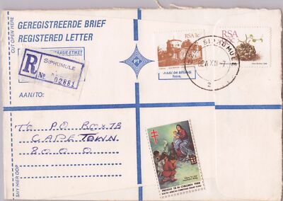 South Africa Registered Cover with Christmas Seals - Siphumule 1988 ZAYIX