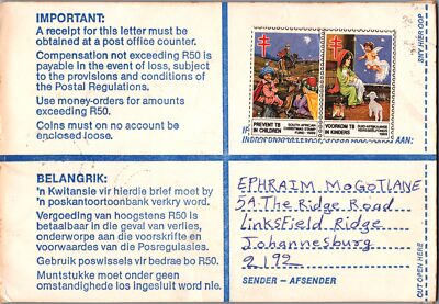 South Africa Registered Cover with Christmas Seals - Orange Grove 2 ZAYIX