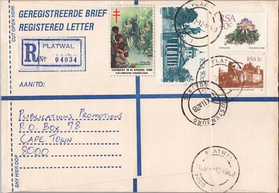 1988 South Africa Registered Cover with Christmas Seals Platwal Cancel ZAYIX