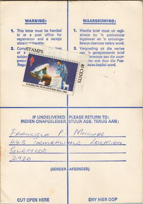 South Africa Registered Cover with Christmas Seals - Osizweni - Flowers ZAYIX