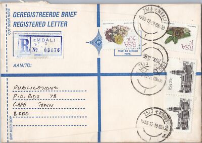 South Africa Registered Cover with Christmas Seals - Embali 1 - Succulents ZAYIX