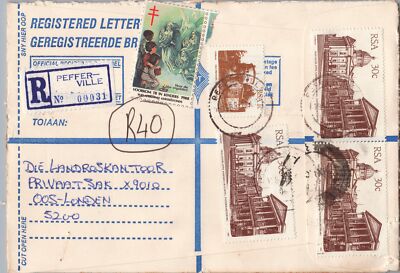 South Africa Registered Cover with Christmas Seals - Pefferville - Angels ZAYIX