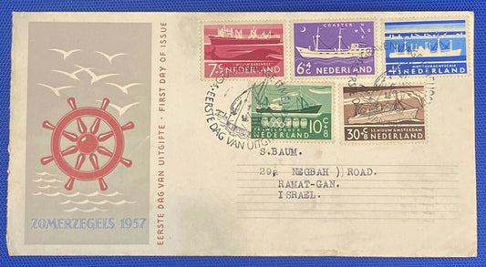 ZAYIX 1957 Netherlands B306-B310 | Mi 692-696 FDC NVPH E29 Ships