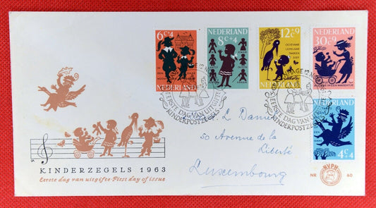 ZAYIX - 1963 Netherlands B383-87 / Mi 808-12 / NVPH E60 FDC - Fairy Tales