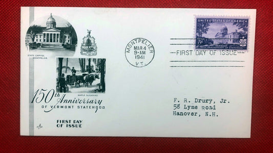 1941 US 903 Art Craft FDC Wagon Horses Vermont Statehood010522S143 ZAYIX 010522SM143