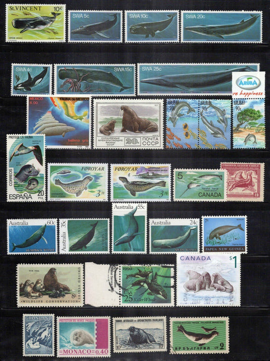 Marine Mammals Stamp Collection MNH/MH/Used Marine Life Whales ZAYIX