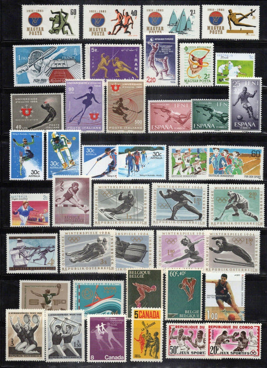 Sports Stamp Collection MNH Skiing Diving Sailing Gymnastics ZAYIX