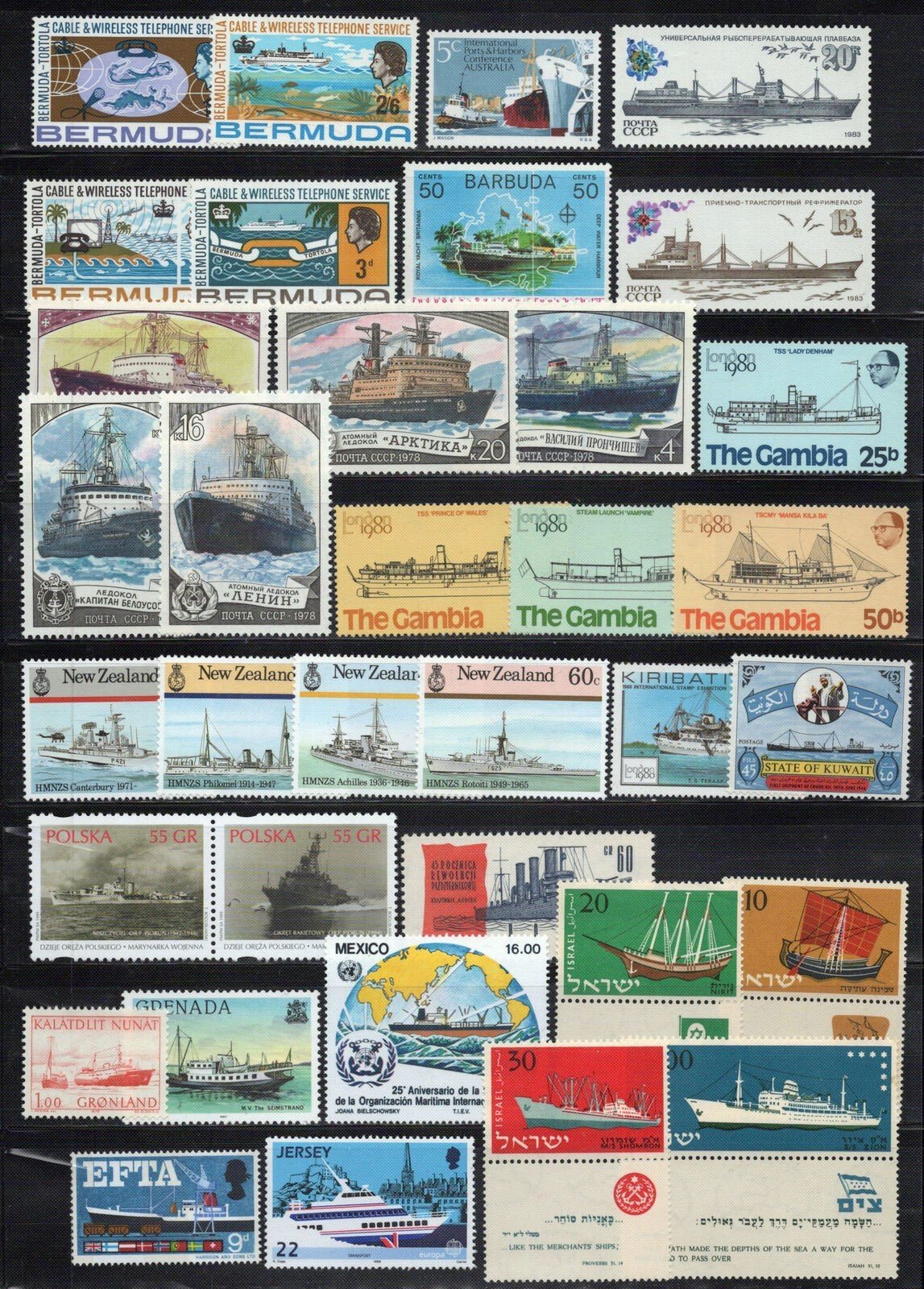 Ships & Boats Stamp Collection MNH Transportation ZAYIX