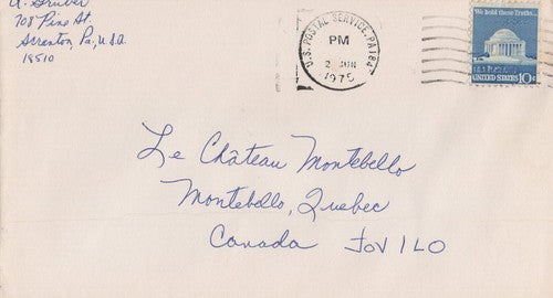 US Cover US Postal Service PA machine cancel to Quebec, Canada ZAYIX 0324M0272