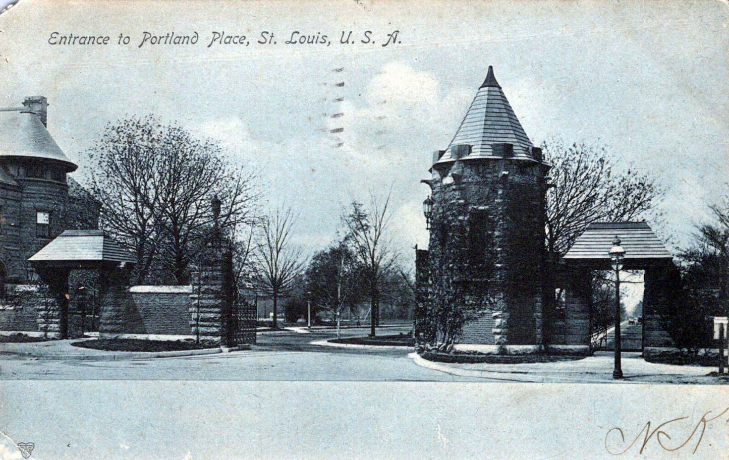 Entrance to Portland Place, St. Louis, USA c1907 0324M0190 ZAYIX Postcard